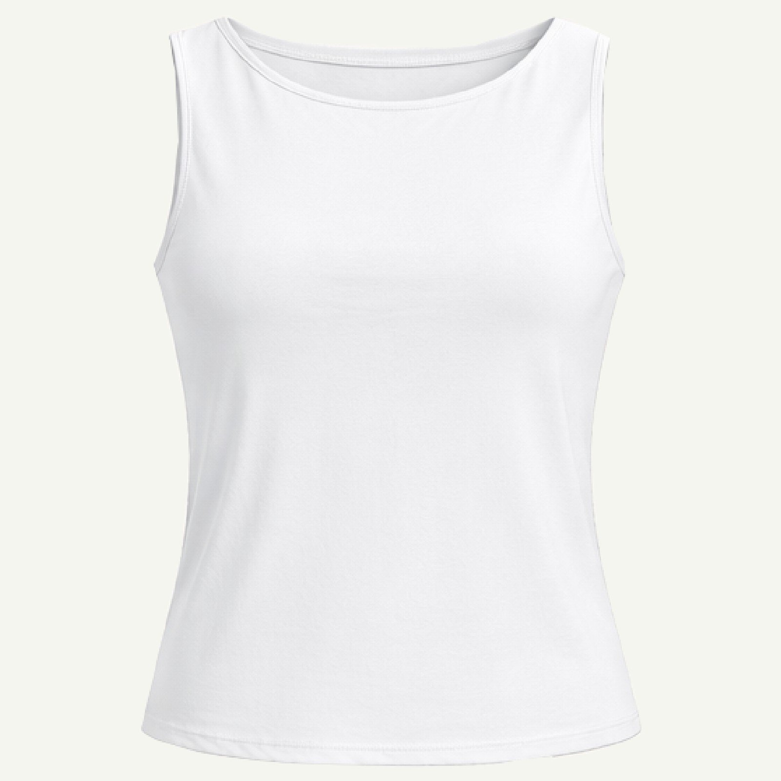 Αμάνικη μπλούζα με χαμόγελο λαιμόκοψης – χαλαρά εφαρμοστή γραμμή Λευκό - Image 5