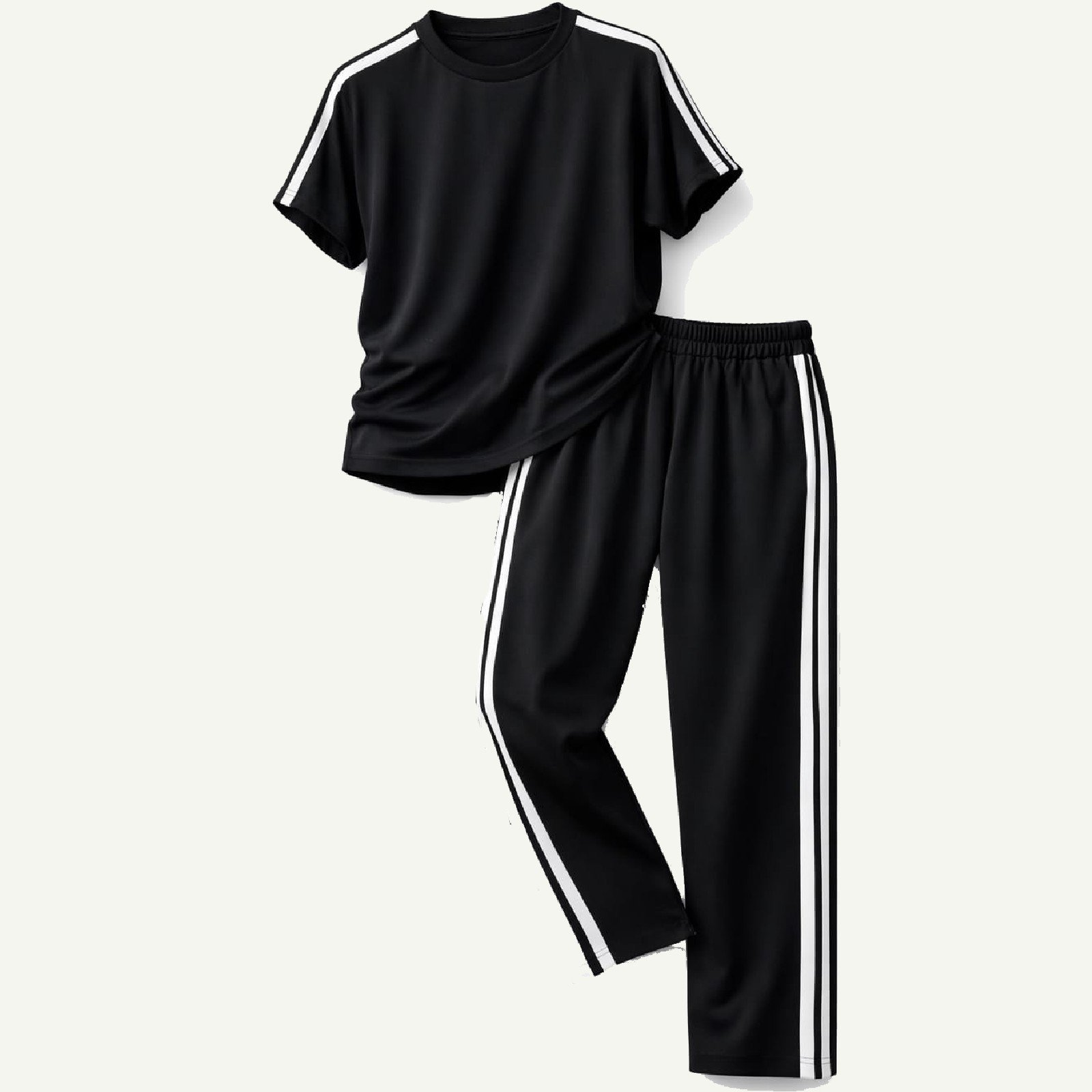 Σετ φόρμας μπλε με ρίγα στο πλάι & oversized t-shirt One Size - Image 5