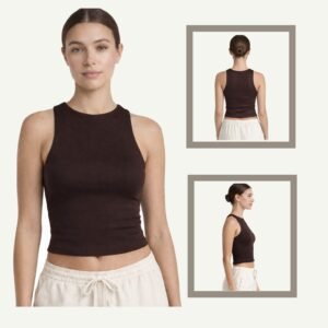 ARSH Lycra Crop Top με Έξω Ώμους – Athletic Fit Olive brown