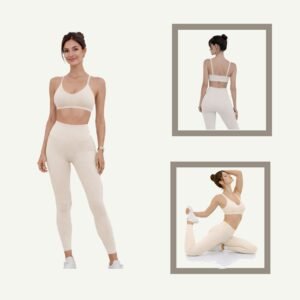 ARSH Seamless Active Set – Γυναικείο Σετ Αθλητικό (Top & Κολάν) Εκρού