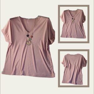ARSH Rib Loose Fit Μπλούζα Βισκόζης One Size – Dusty Pink