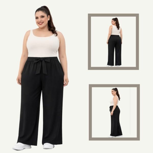 Plus Size Παντελόνα με Ζώνη Δεσίματος – Ίσια Γραμμή Classic Black