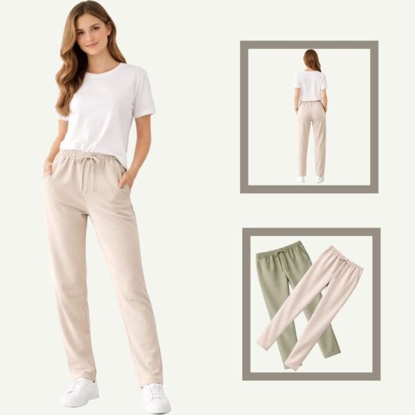 Παντελόνι jersey κλασική γραμμή ελαστικό τεσσάρων εποχών Μπεζ