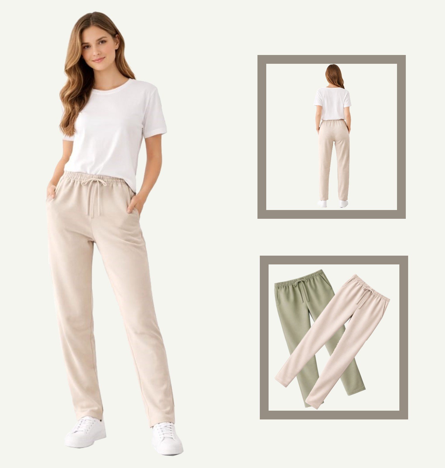 Παντελόνι jersey κλασική γραμμή ελαστικό τεσσάρων εποχών Μπεζ