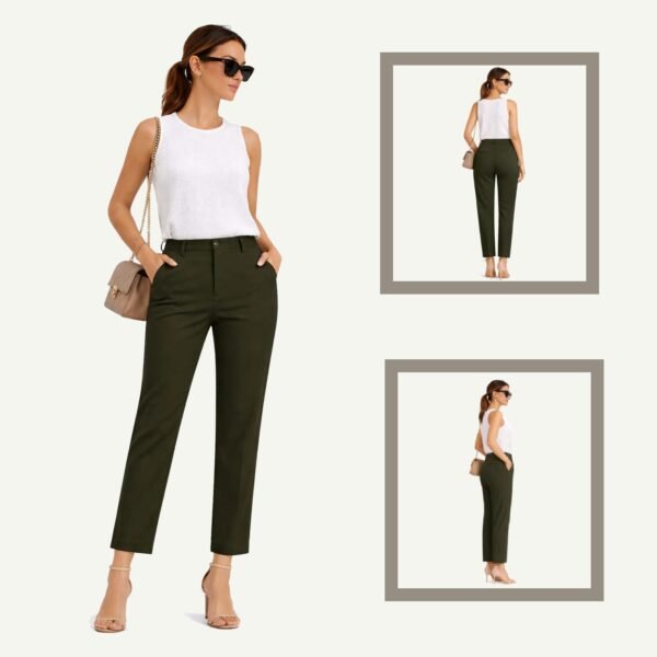 Χακί-Λαδί Κλασικό Παντελόνι με Πλαϊνό Σκίσιμο