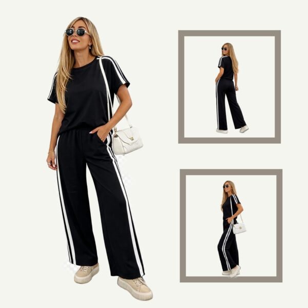 Σετ φόρμας μπλε με ρίγα στο πλάι & oversized t-shirt One Size