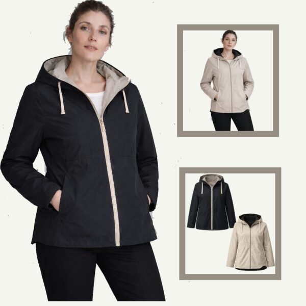 Αντιανεμικό & Αδιάβροχο Μπουφάν Διπλής Όψης με Κουκούλα Black/Sand