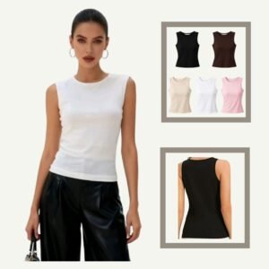 Γυναικείο Τοπ Εφαρμοστό – Βισκόζη &  Λευκό