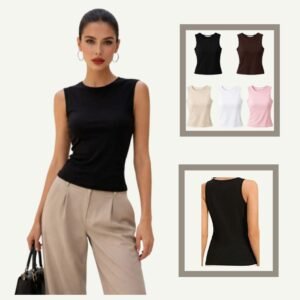 Γυναικείο Τοπ Εφαρμοστό – Βισκόζη & Ελαστίνη Μαύρο