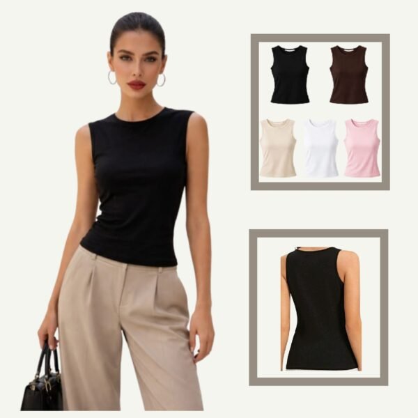 Γυναικείο Τοπ Εφαρμοστό – Βισκόζη & Ελαστίνη Μαύρο