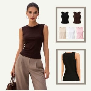 Γυναικείο Τοπ Εφαρμοστό – Βισκόζη & Ελαστίνη Dark Chocolate