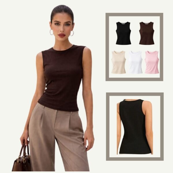 Γυναικείο Τοπ Εφαρμοστό – Βισκόζη & Ελαστίνη Dark Chocolate