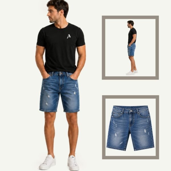 Ανδρική Denim Βερμούδα Loose Fit Light Navy Blue