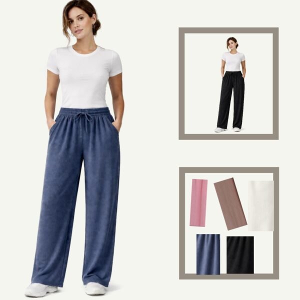 Γυναικεία Rib Παντελόνα Wide Leg – Soft Touch Collection