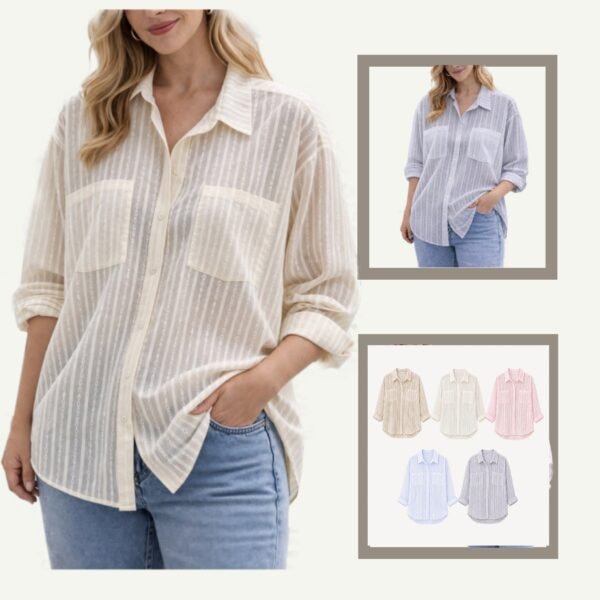 One Size Cotton Shirt με Ανάγλυφη Ύφανση